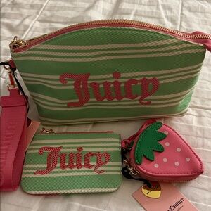 Juicy Couture Cosmetic Case and Card Holder with Strawberry Coin Purse